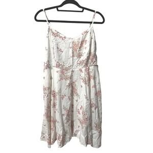 Old Navy Womens XL White Pink Floral Cherry Blossom Smocked Cami Dress Spring